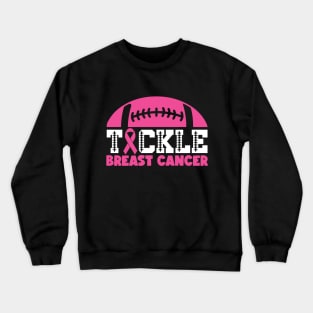 Tackle Breast Cancer Football Sport Awareness Support Pink Ribbon Crewneck Sweatshirt